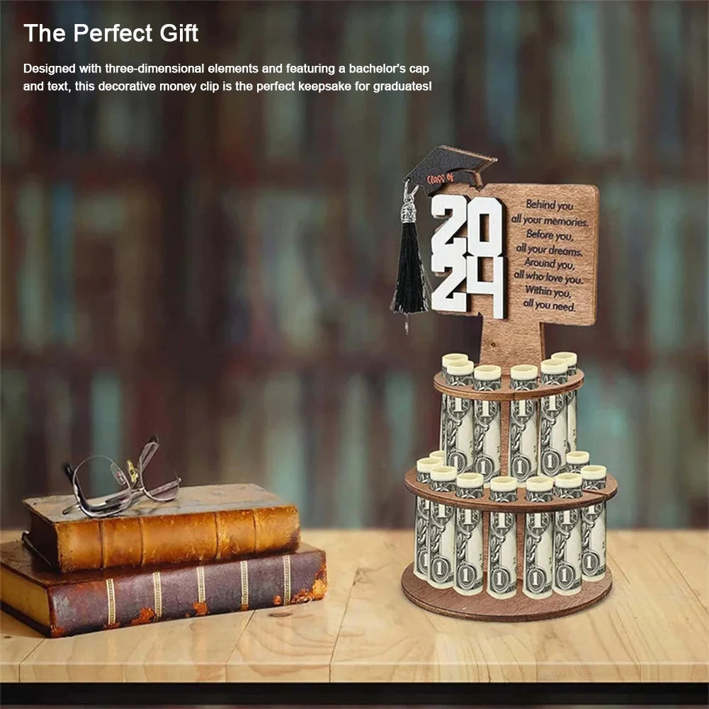 Wooden Double-Layer Cash & Money Holder