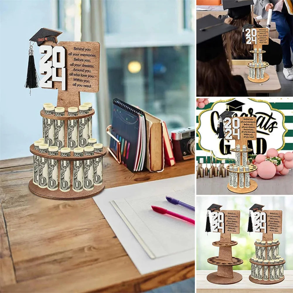 Wooden Double-Layer Cash & Money Holder