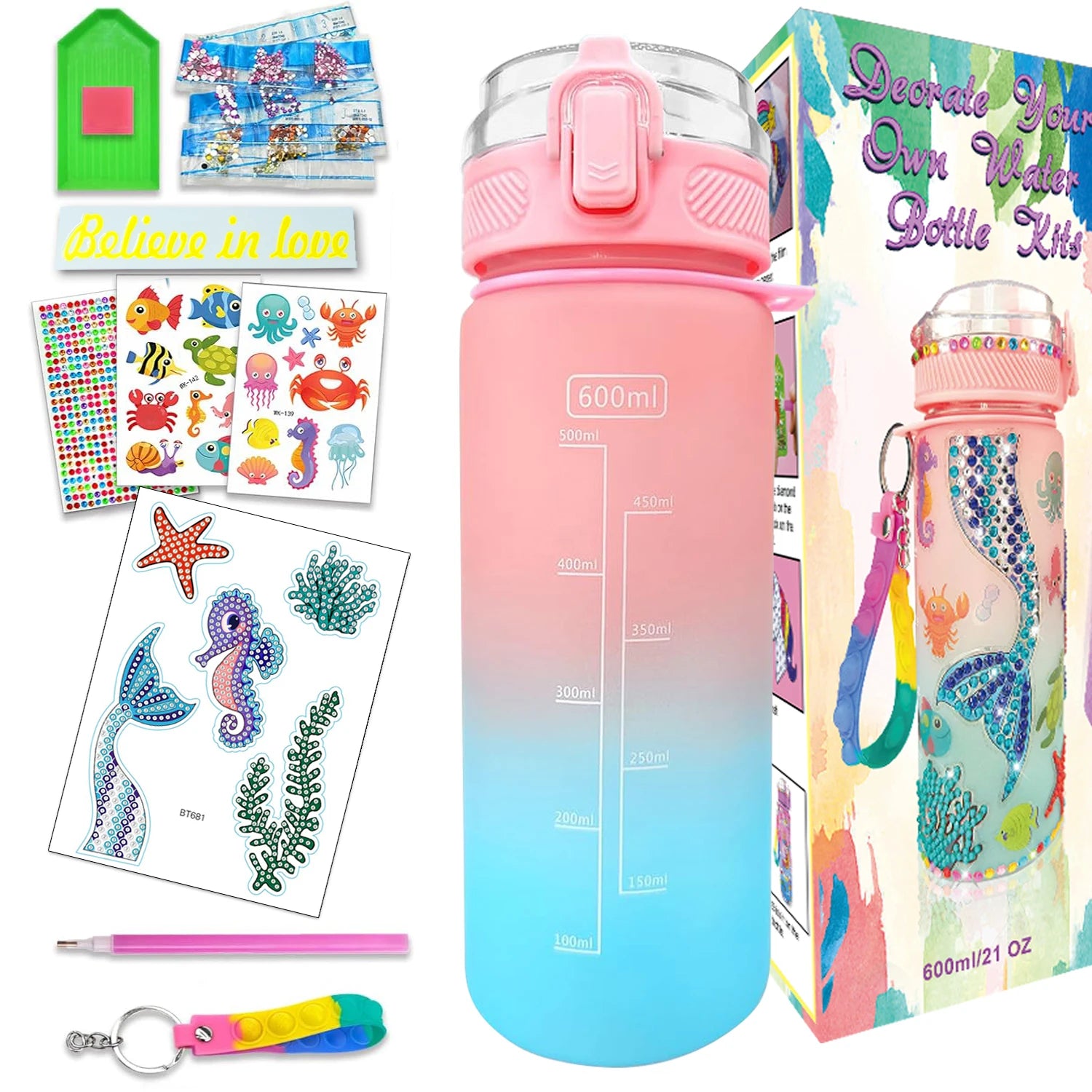 Mermaid Water Bottle Decorating Kit