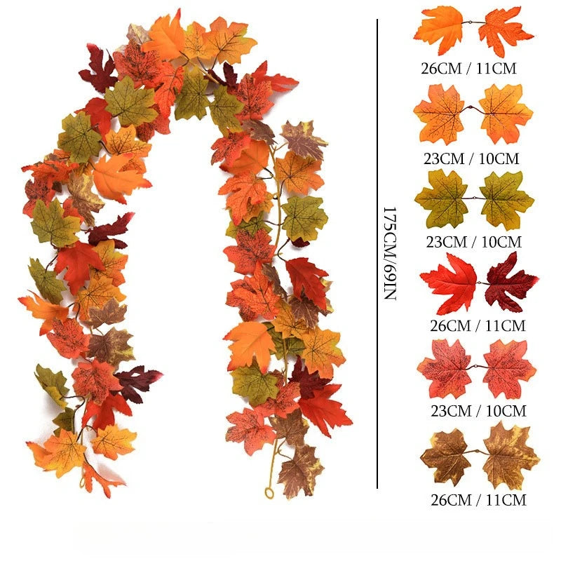 180CM Autumn Maple Leaf Garland