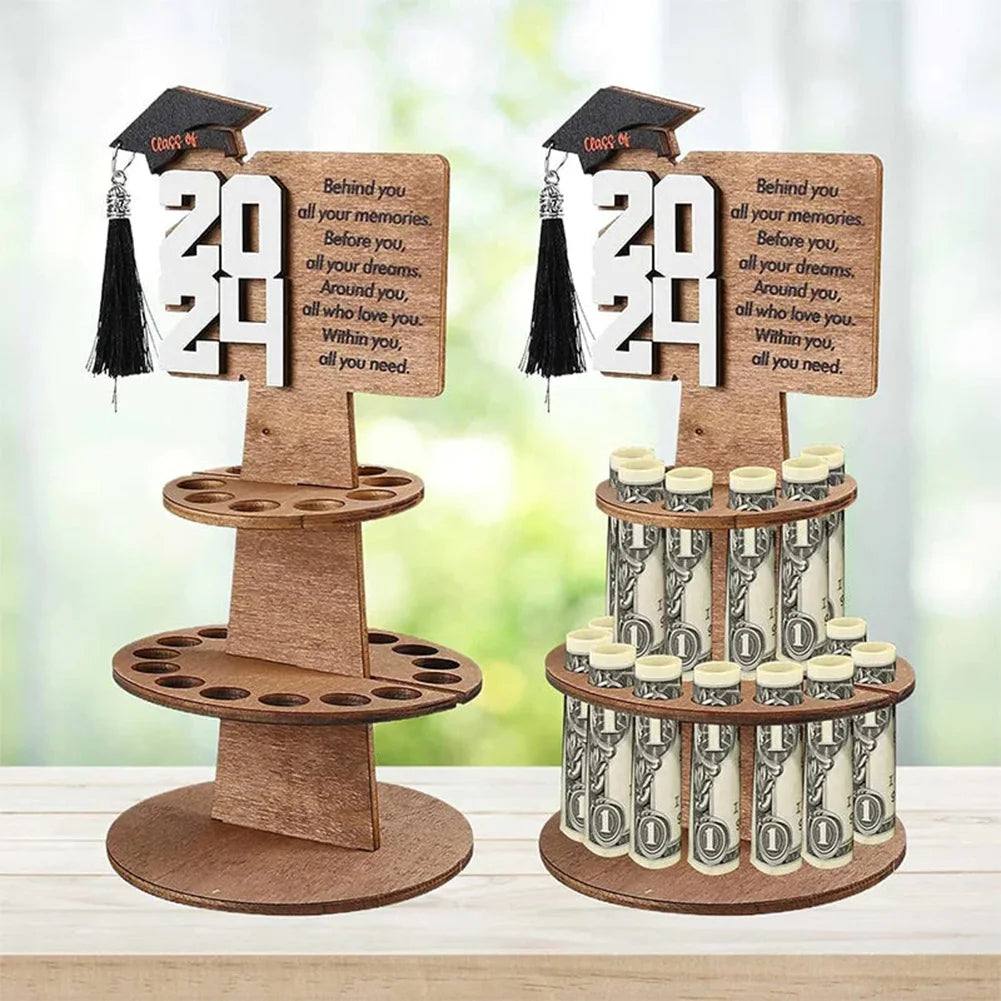 Wooden Double-Layer Cash & Money Holder