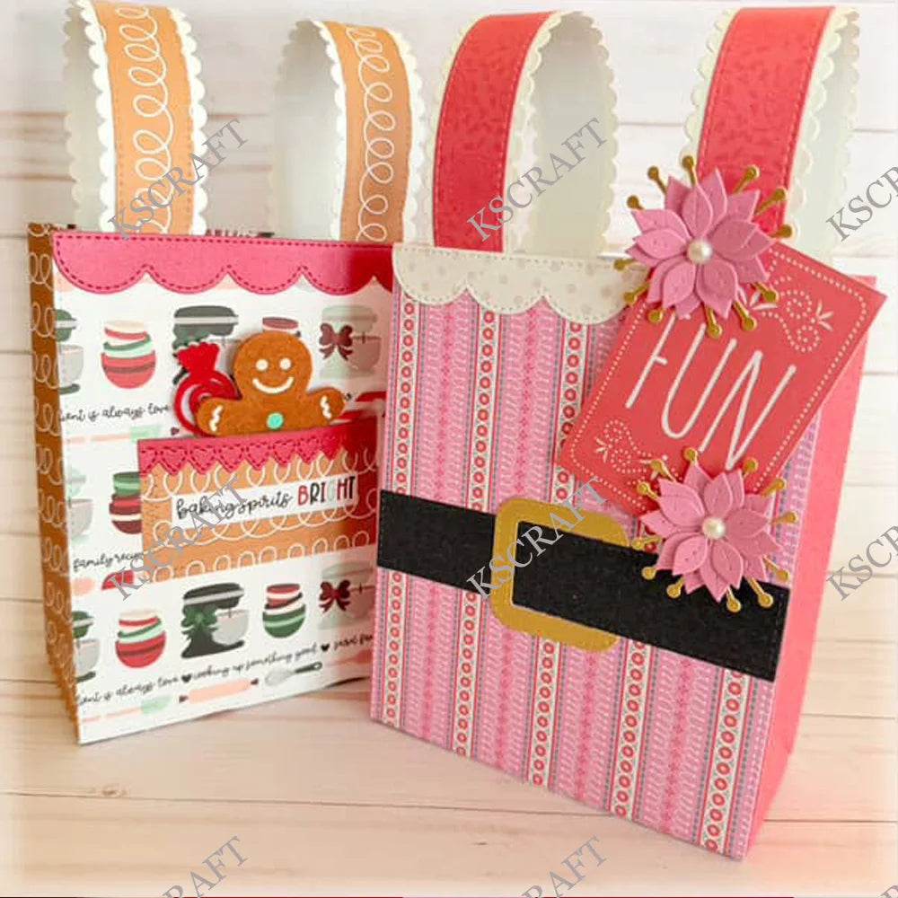 3D Christmas Gift Bag Cutting Dies