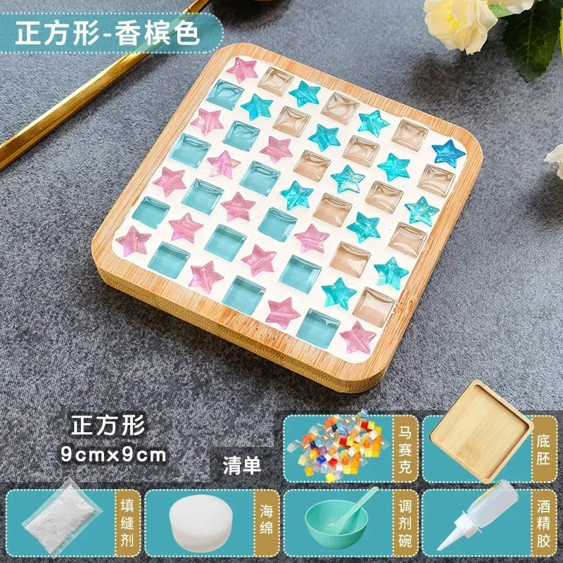 DIY Bamboo Mosaic Coaster Set