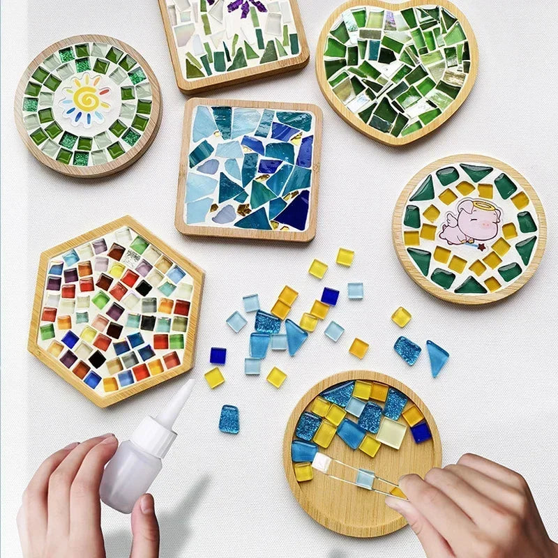 DIY Bamboo Mosaic Coaster Set
