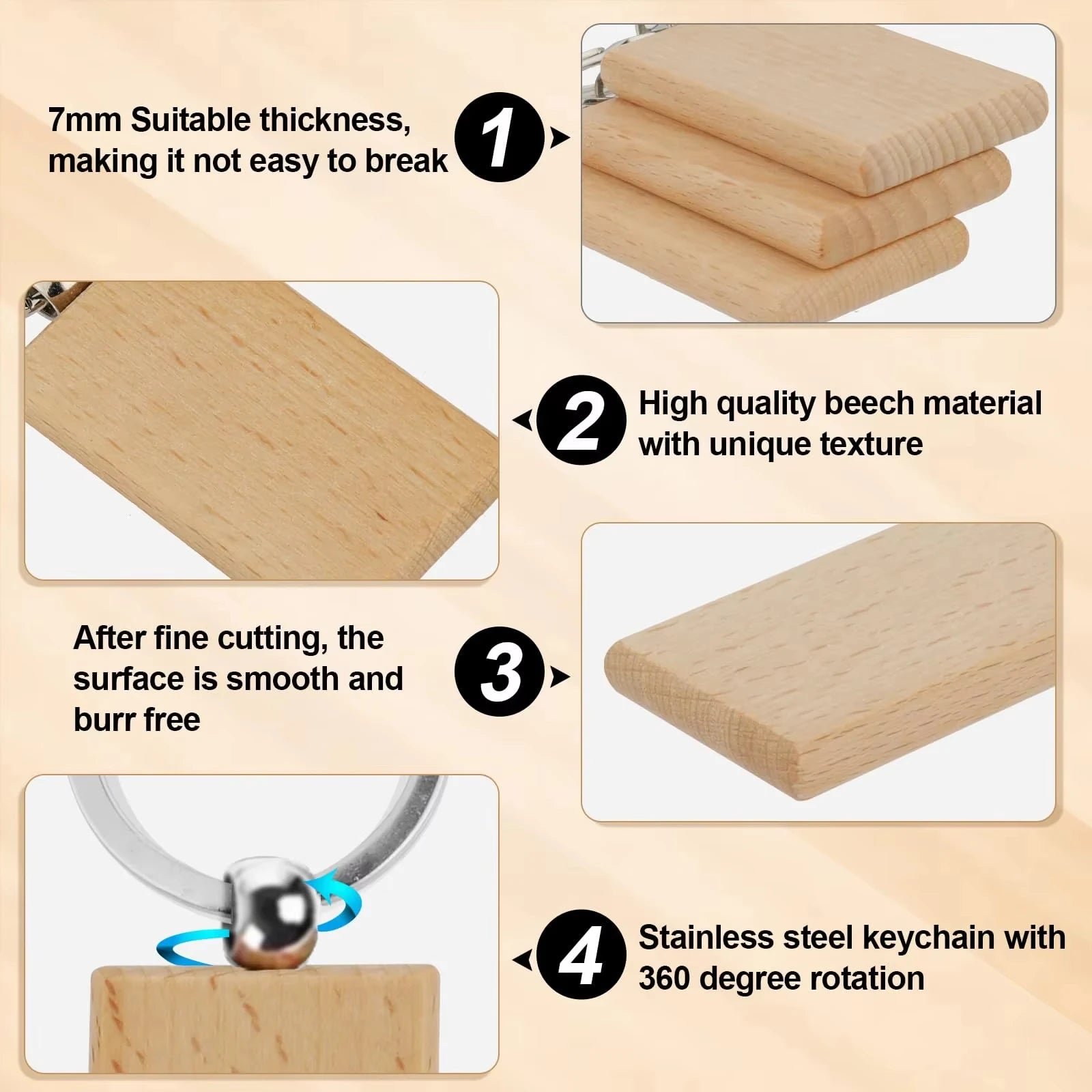 Wood Keychain Blanks for Engraving