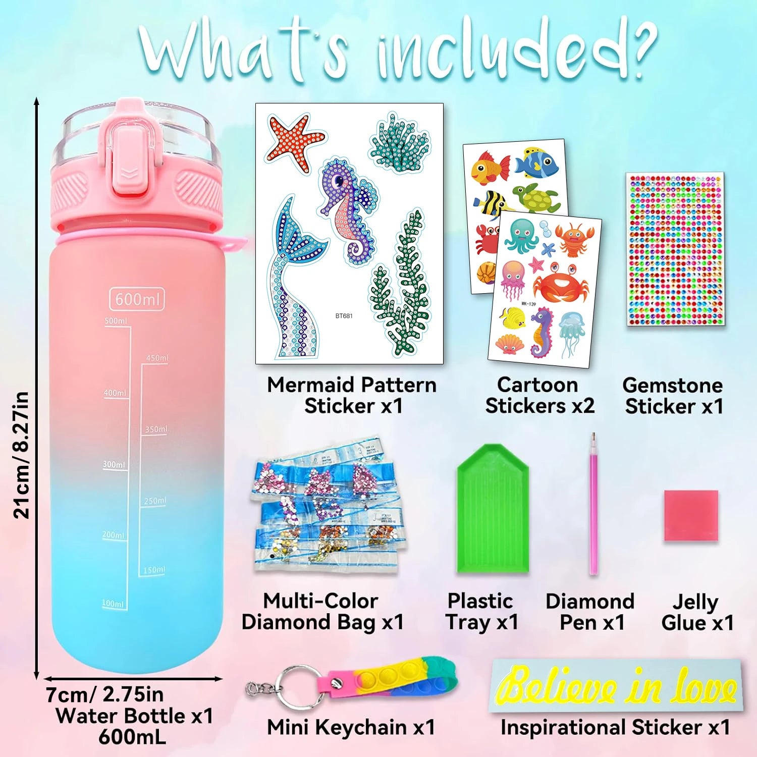 Mermaid Water Bottle Decorating Kit