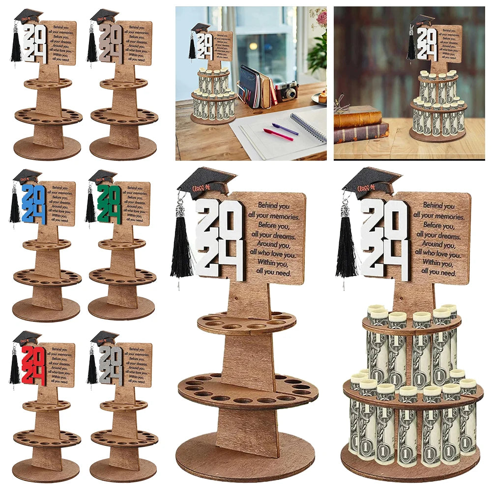 Wooden Double-Layer Cash & Money Holder