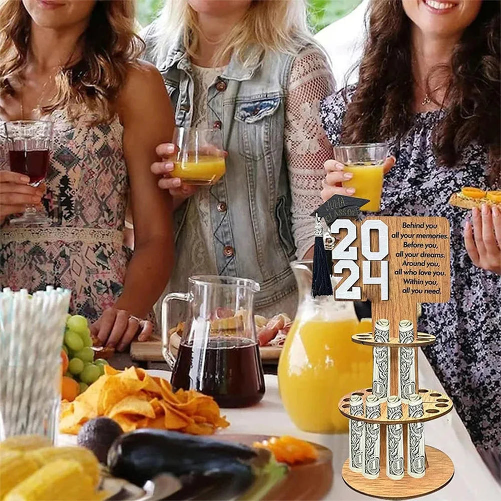 Wooden Double-Layer Cash & Money Holder