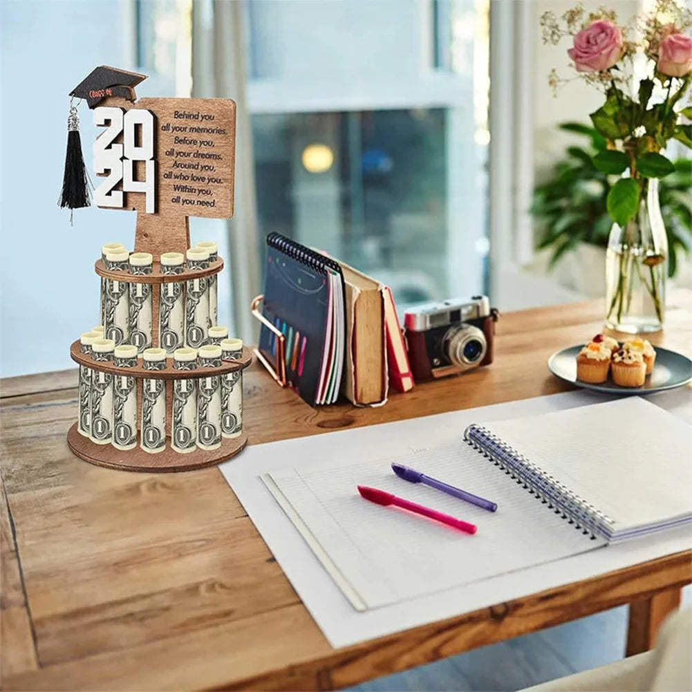 Wooden Double-Layer Cash & Money Holder