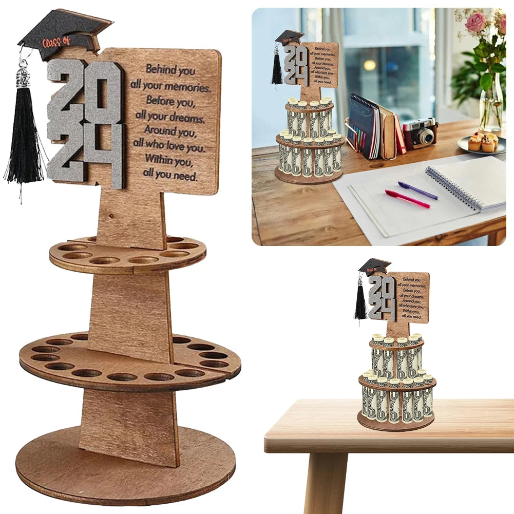 Wooden Double-Layer Cash & Money Holder