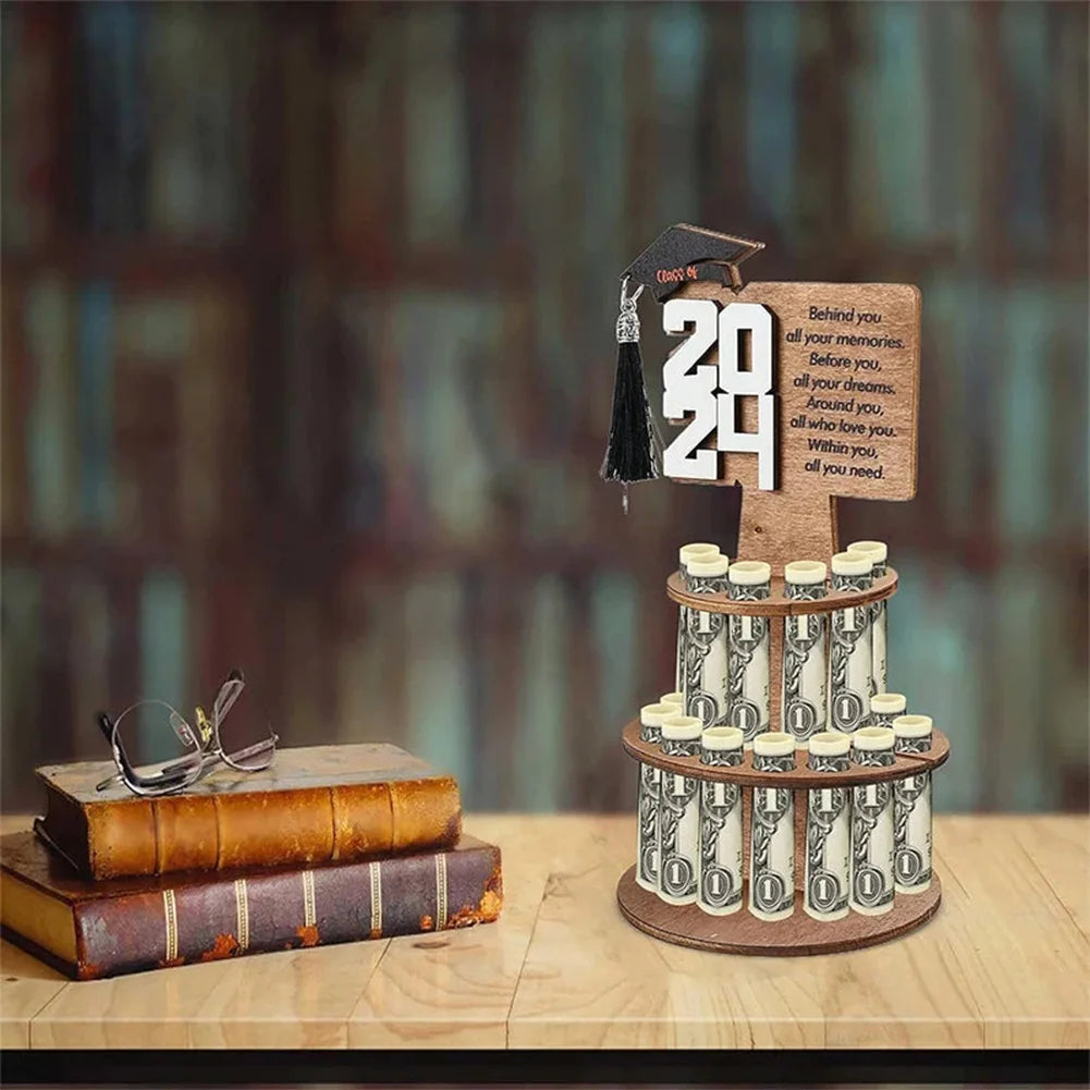 Wooden Double-Layer Cash & Money Holder