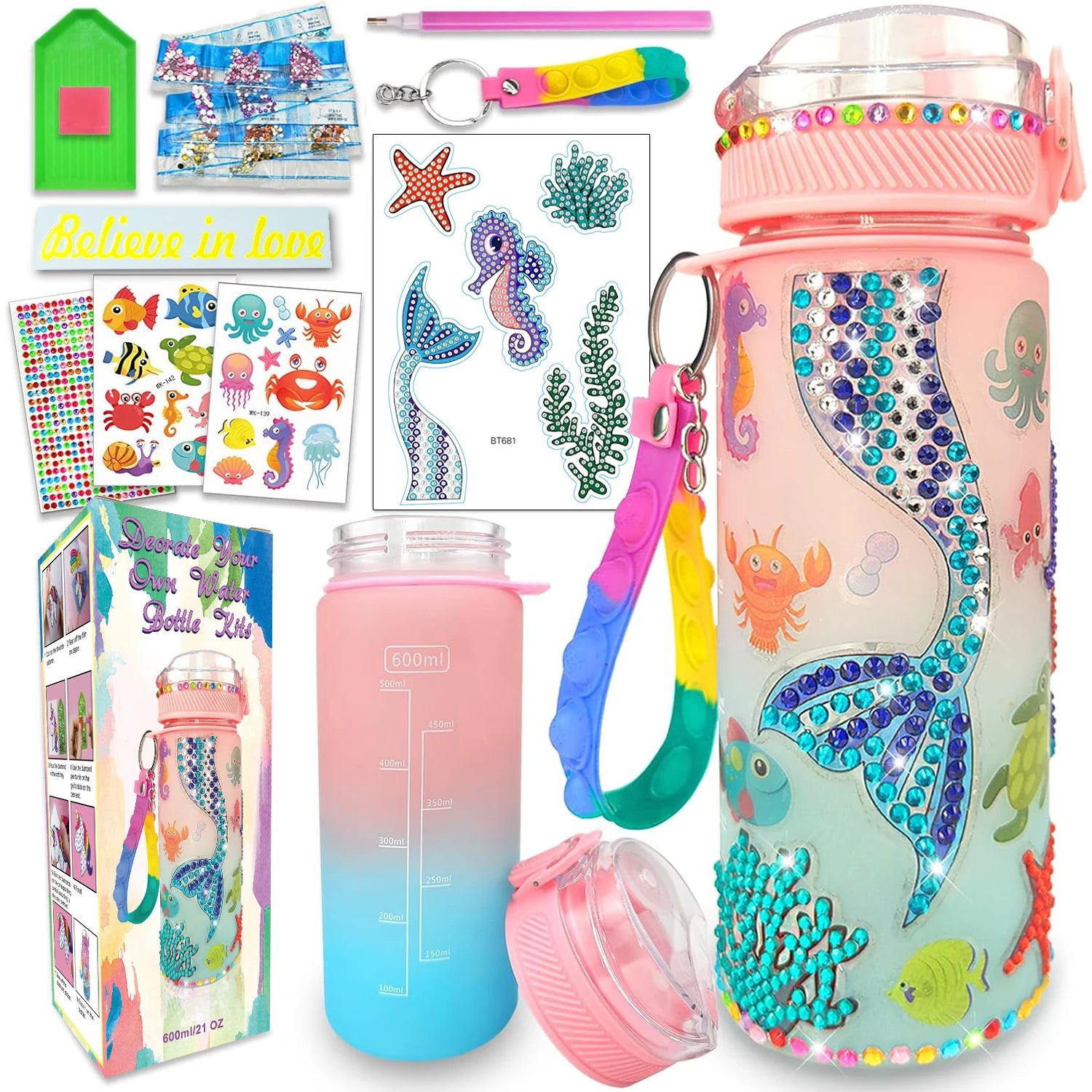 Mermaid Water Bottle Decorating Kit