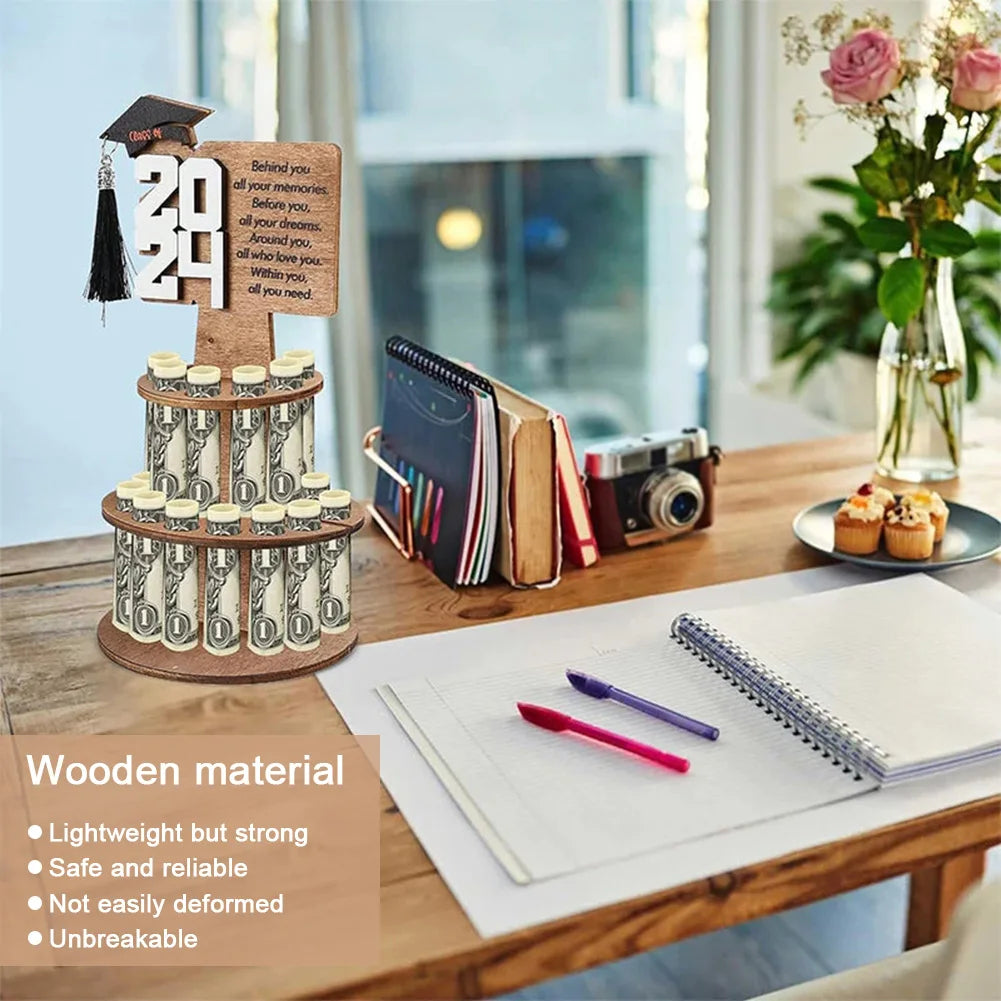 Wooden Double-Layer Cash & Money Holder